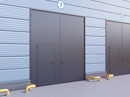 Распашные гаражные ворота в стальной раме с калиткой (3000x2500)